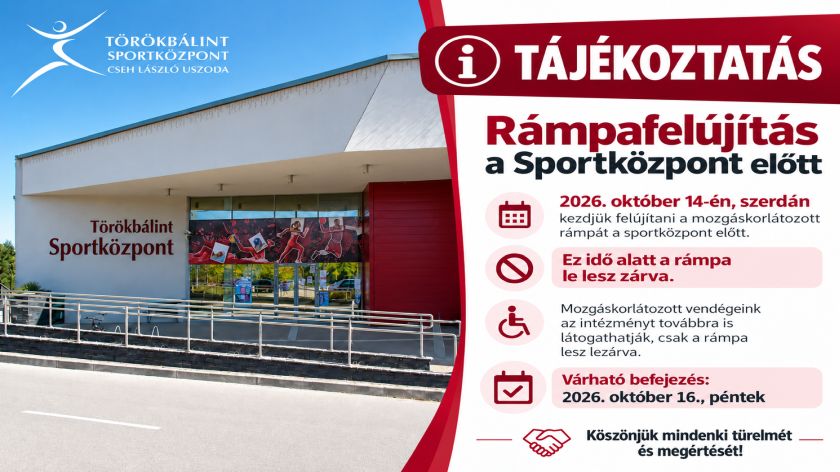 Tájékoztatás a Törökbálint Sportközpont előtt zajló felújításról